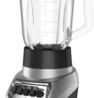 BLACK+DECKER PowerCrush Countertop Blender, 6-Cup Glass Jar, For Smoothies and More, Stainless Steel Blade, 4 Speed Settings to Puree, Crush Ice, Chop, Dice, and Pulse, Dishwasher Safe, 700W Motor