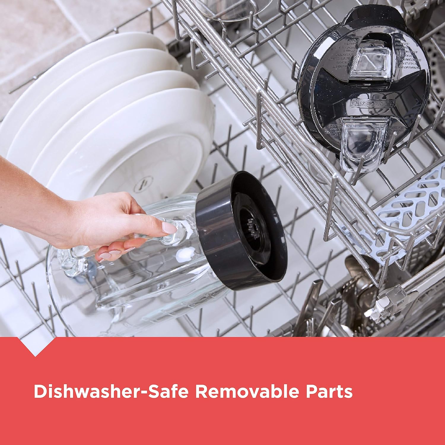 BLACK+DECKER PowerCrush Countertop Blender, 6-Cup Glass Jar, For Smoothies and More, Stainless Steel Blade, 4 Speed Settings to Puree, Crush Ice, Chop, Dice, and Pulse, Dishwasher Safe, 700W Motor - Image 6