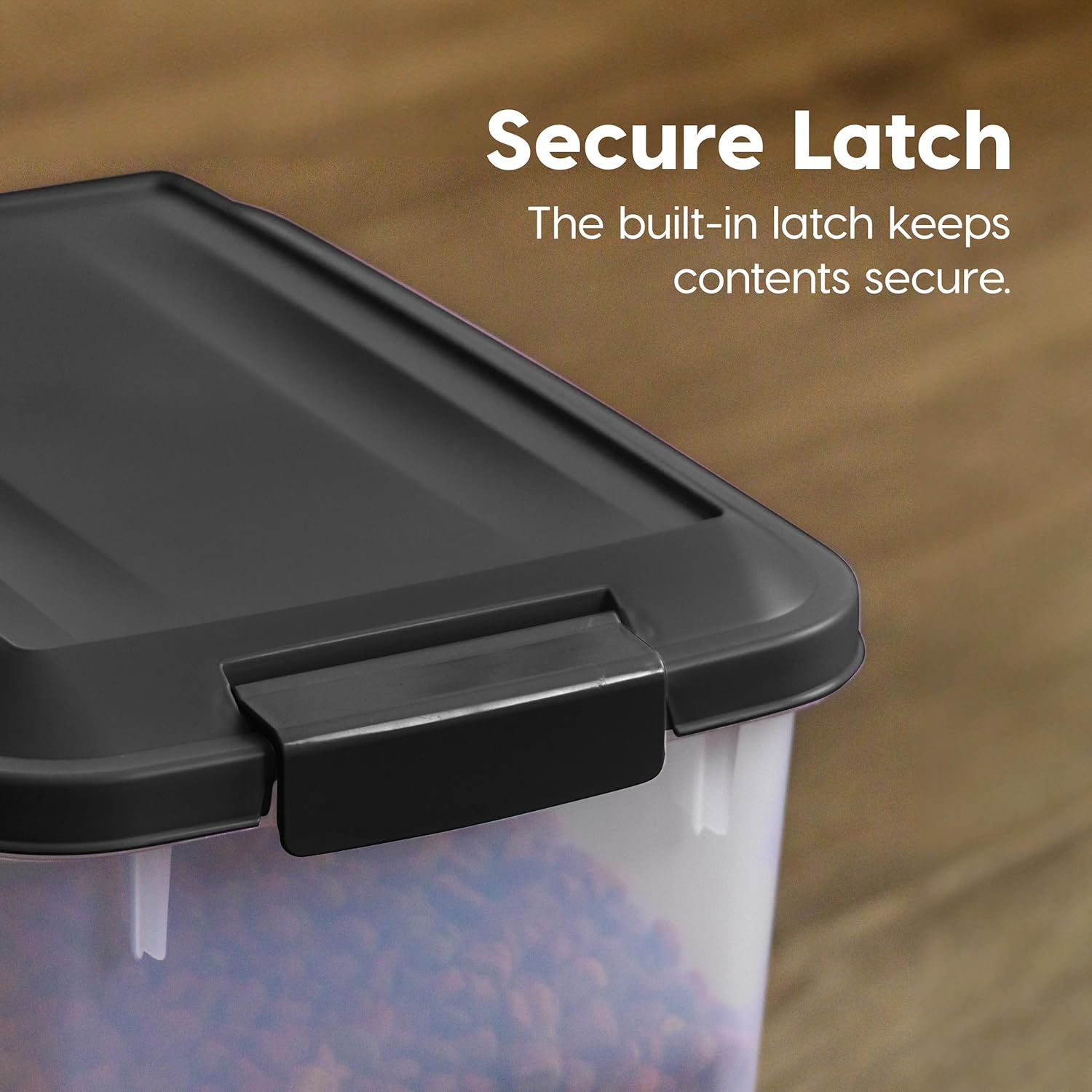 IRIS USA Dog Food Storage Container, 2 Pack, Up to 30 lbs Each, Airtight Seal for Freshness, Wheels for Rolling, Easy One Hand Opening, Made in USA, BPA Free, Clear/Black - Image 7