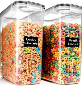 Shazo 2 Pack (6.3L / 213OZ) EXTRA Large Airtight Food Storage Cereal Containers for Bulk Food Storage BPA-Free Plastic Container, Pantry Organization and Canister for Rice, Pasta, Sugar & Flour