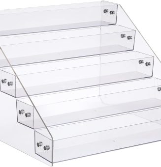 Tiered Spice Rack Acrylic, Spice Rack Shelf Seasoning Organizer for Countertop, Cabinet, Pantry, Kitchen Storage - 5 Tier