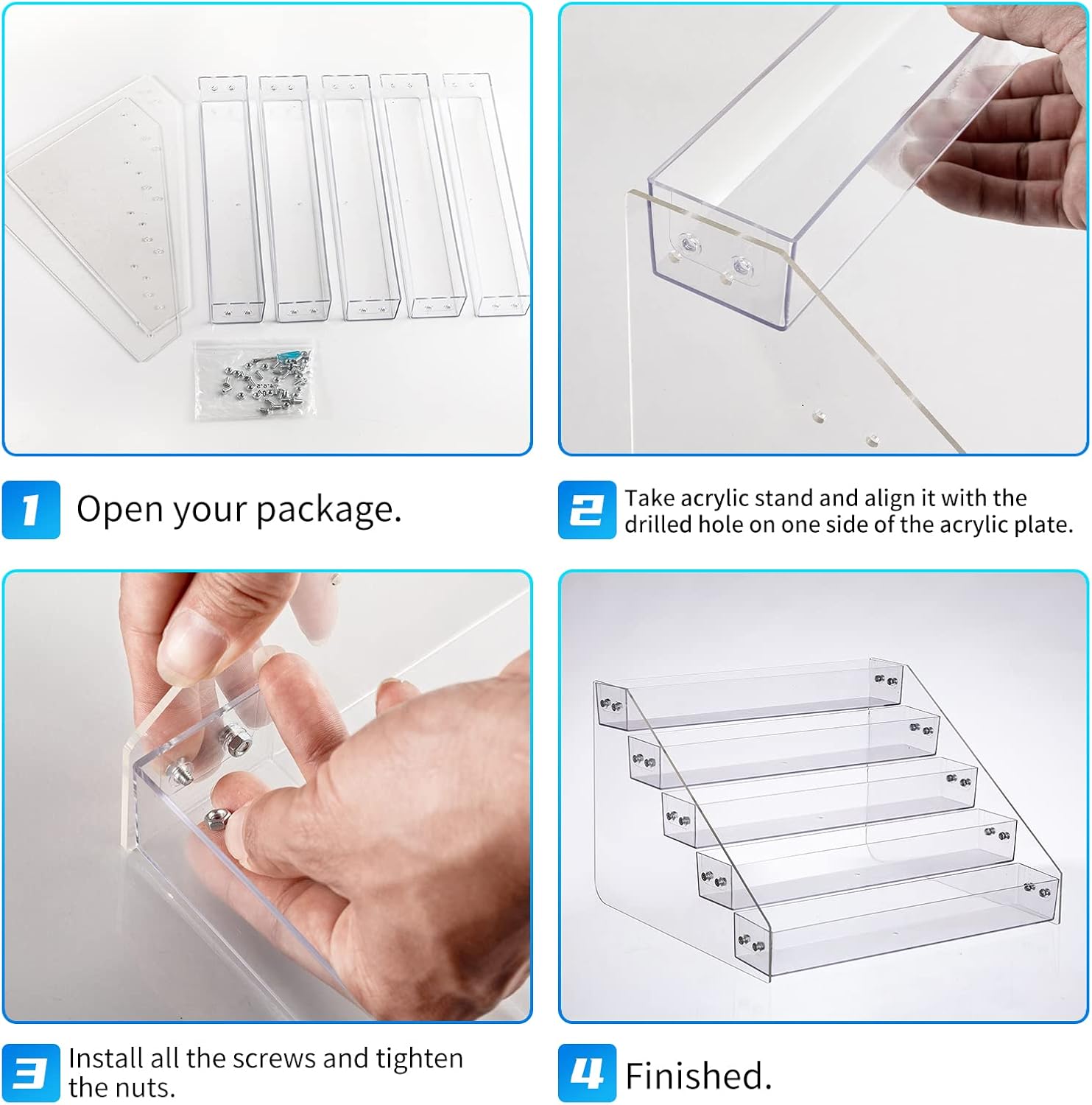 Tiered Spice Rack Acrylic, Spice Rack Shelf Seasoning Organizer for Countertop, Cabinet, Pantry, Kitchen Storage - 5 Tier - Image 4